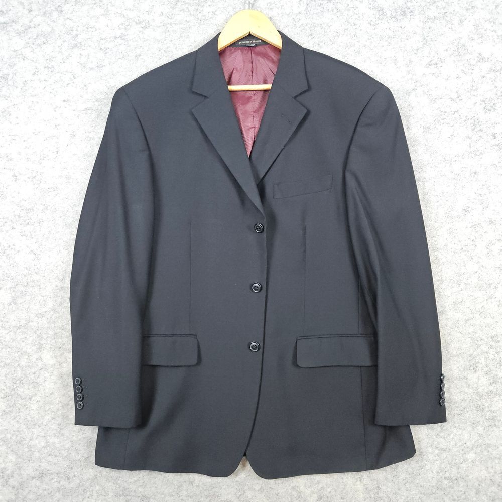 Giorgio‎ Cosani Men's Black Blazer Size 44R 100% Wool Super 140s Hand Tailored